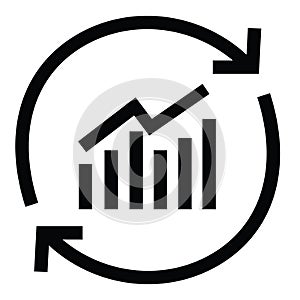 Vector illustration of a loading symbol icon, a graphic of the dynamics of increasing and decreasing corporate business