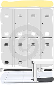 Vector illustration of locker room with a bench