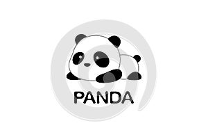 Vector Illustration / Logo Design - Cute funny cartoon giant panda bear lies on the ground