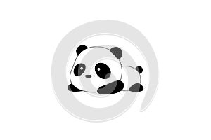 Vector Illustration / Logo Design - Cute funny cartoon giant panda bear lies on the ground