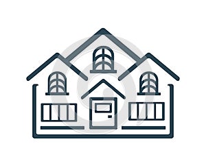 Vector illustration, logo, icon of real estate, houses and buildings. Industry and architecture. Editable