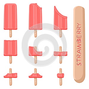 Vector illustration logo for natural strawberry ice cream