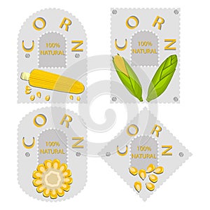 Vector illustration logo for whole ripe vegetable yellow corn