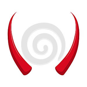 Vector illustration of long red devil horns.