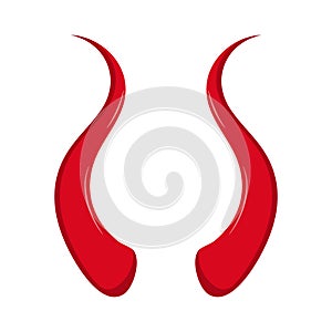Vector illustration of long red devil horns.