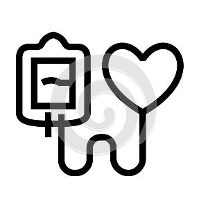Vector illustration of a love balloon icon that is being infused, line drawing style, black and white color.