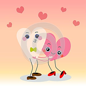 Vector illustration love cartoon hearts Valentine`s day