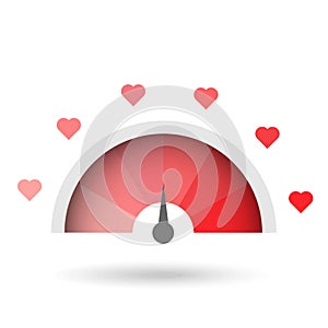 Vector illustration of love meter red heart