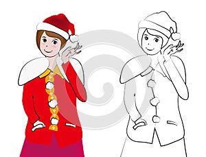 Vector illustration, lovely santa girl