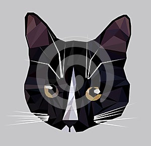 Vector illustration of low poly cat icon.