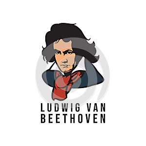 Vector illustration of Ludwig van Beethoven`s face