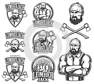 Vector illustration of lumberjack emblems