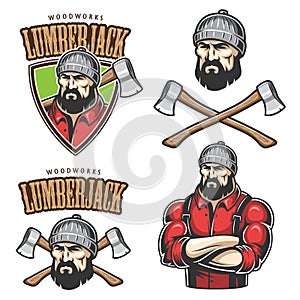 Vector illustration of lumberjack emblems photo