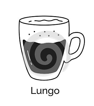 Vector illustration of Lungo coffee