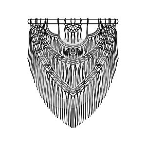 Vector illustration of macrame mural in boho style