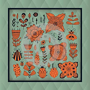 Vector Illustration made of flowers and herbs