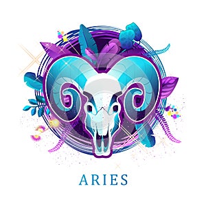 Aries zodiac sign white background