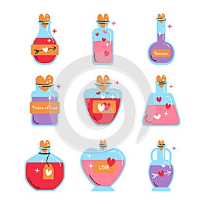 Vector illustration of magic love jars collection