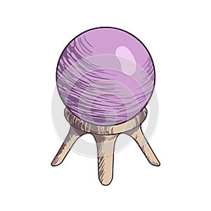 Vector illustration of a magical crystal ball, prophecy telling, future prediction ball