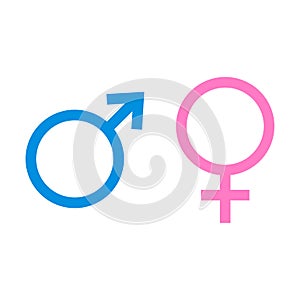 Vector illustration of male and female signs. Isolated.