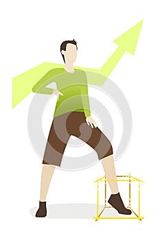 Vector illustration of a man coming out of isolation and limitations. 2