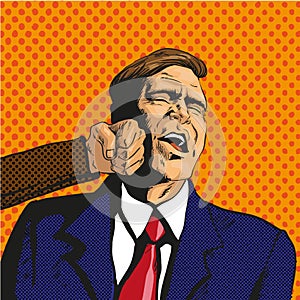 Vector illustration of man facing difficulties, in pop art style