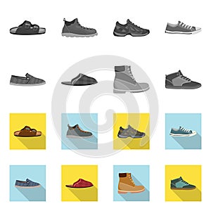 Vector illustration of man and foot logo. Set of man and wear stock symbol for web. photo
