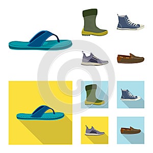 Vector design of man and foot symbol. Set of man and wear stock symbol for web. photo