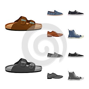 Vector design of man and foot symbol. Set of man and wear stock vector illustration. photo