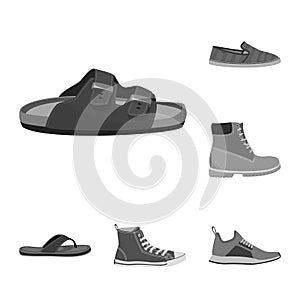 Vector design of man and foot icon. Set of man and wear vector icon for stock. photo