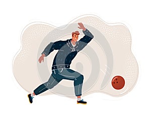 Vector illustration of The man, a playing bowling