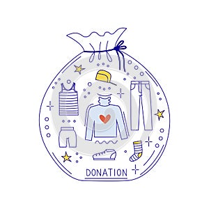 Vector Illustration of man`s clothes donation
