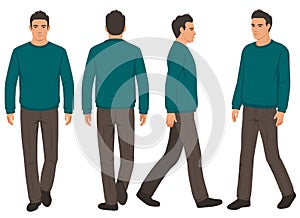 vector illustration, man walking, fashion man isolated