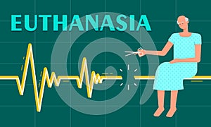 Vector illustration of a man who decided to use euthanasia