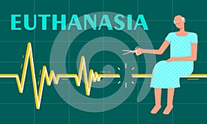 Vector illustration of a man who decided to use euthanasia photo