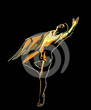 Vector illustration of a man with wing