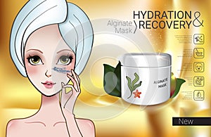 Vector Illustration with Manga style girl and Alginate Mask