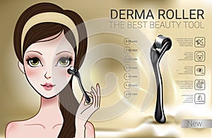 Vector Illustration with Manga style girl and derma roller. photo