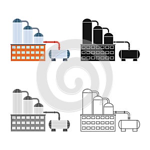 Vector illustration of manufactory and buildings logo. Set of manufactory and processing stock vector illustration.