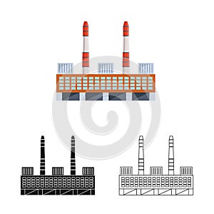 Vector illustration of manufactory and commercial symbol. Collection of manufactory and chimney stock symbol for web.