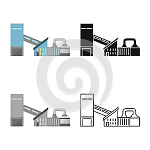 Vector illustration of manufactory and plant symbol. Set of manufactory and urban stock symbol for web.
