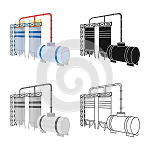 Vector illustration of manufactory and refinery icon. Collection of manufactory and energy stock vector illustration.