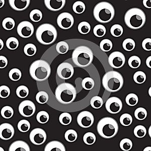 Vector illustration Many eyes seamless pattern. Happy Halloween design for children on a dark background.