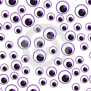 Vector illustration Many eyes seamless pattern. Happy Halloween design for children on a white background.