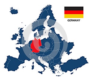 Vector illustration of a map of Europe with highlighted Germany