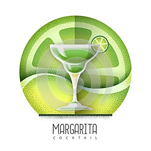 Vector illustration of margarita cocktail icon. Grainy texture design photo