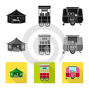 Vector illustration of market and exterior logo. Collection of market and food vector icon for stock.