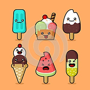 Vector Illustration Of Mascot Of Ice Cream Characters
