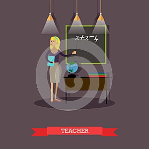 Vector illustration of mathematics teacher in flat style