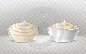 Vector illustration of mayonnaise, sour cream, sauce, sweet cream, yogurt, cosmetic cream
